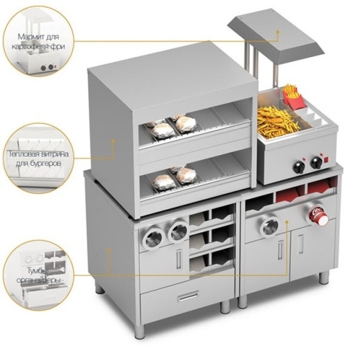 Стол-тумба с диспенсерами для стаканов RESTOINOX СПЗРД3-8/6-Б