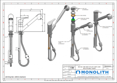Смеситель MONOLITH R0201020212 с выдвижным краном фото