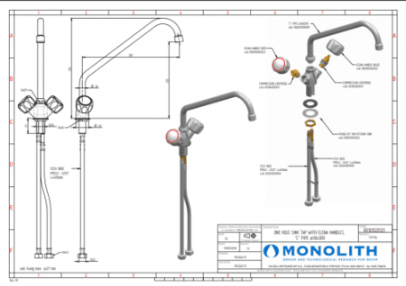 Смеситель MONOLITH R0101020121 встраиваемый в ванну моечную фото