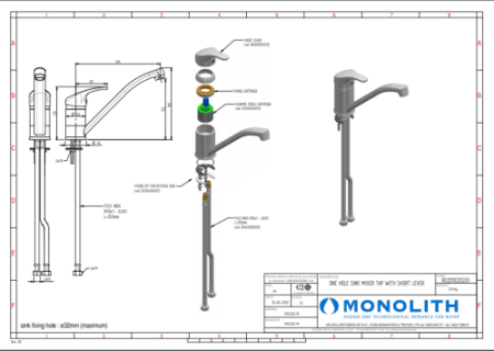 Смеситель MONOLITH R0201020201 встраиваемый в ванну моечную фото